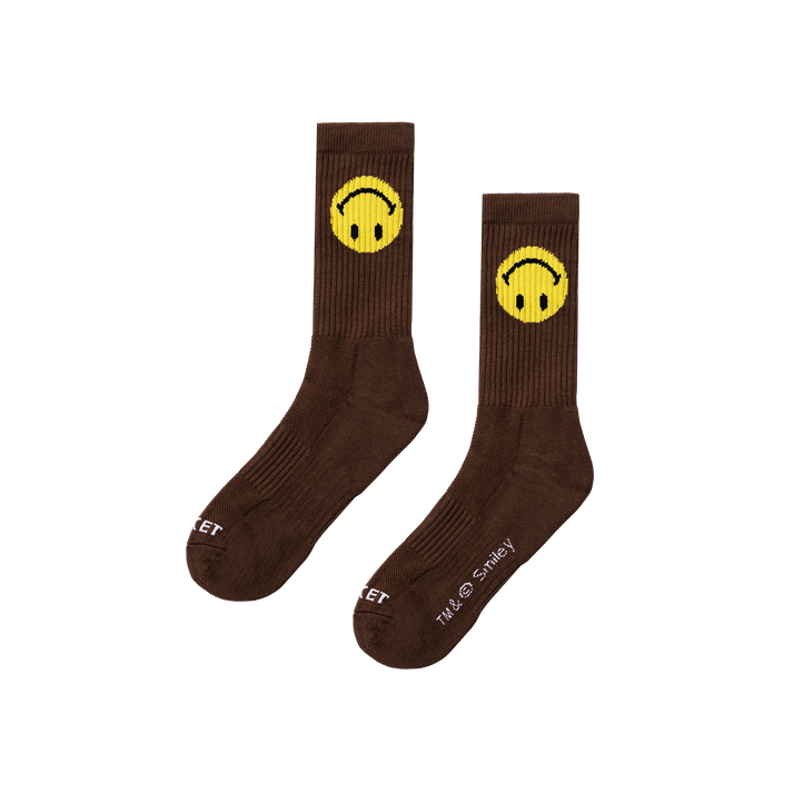 SMILEY UPSIDE DOWN SOCKS BROWN