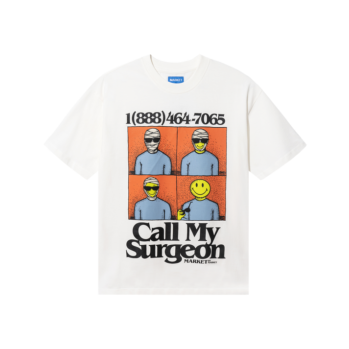 SMILEY CALL MY SURGEON T-SHIRT PARCHMENT