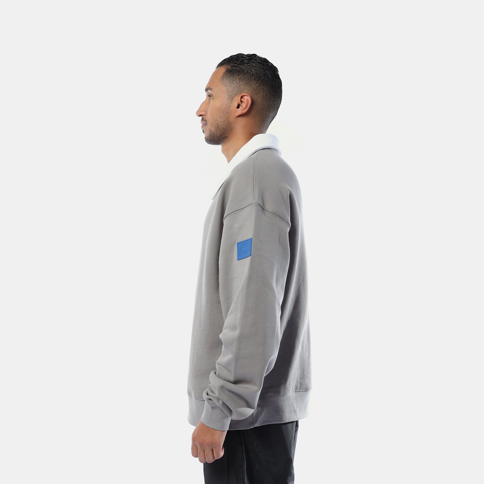 Grey sweater sales white collar