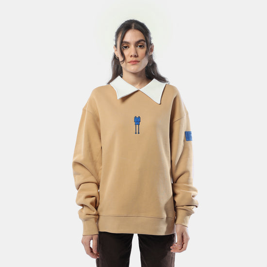 White collar Brown sweater