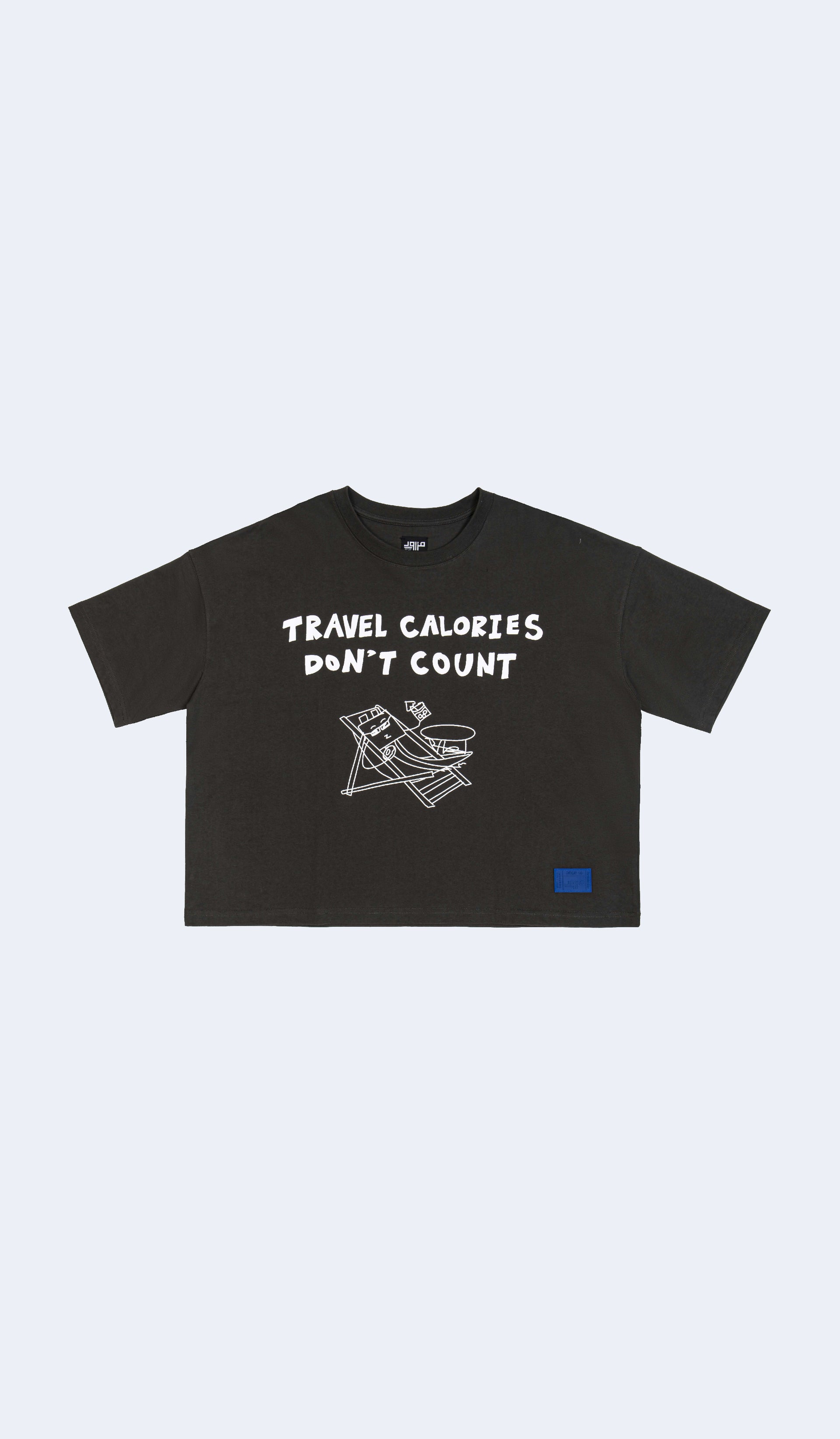Travel Calories Don’t Count Cropped Dark Gray Tee