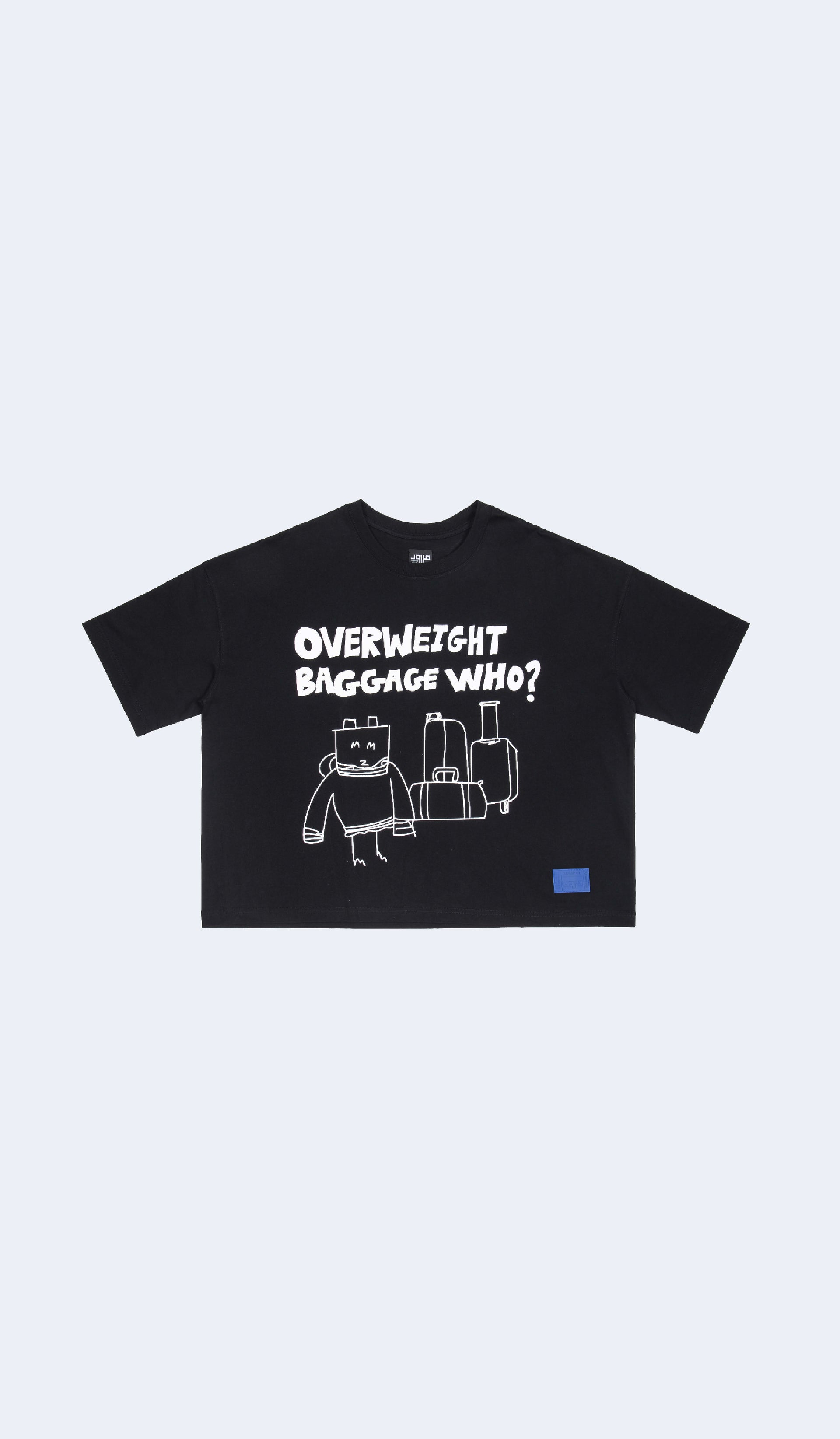 Overweight Baggage Who? Black Cropped Tee