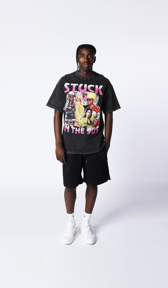 STUCK IN THE 90s T-shirt Black x Pink