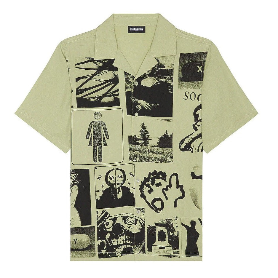 Choices Camp Collar Button Down Green