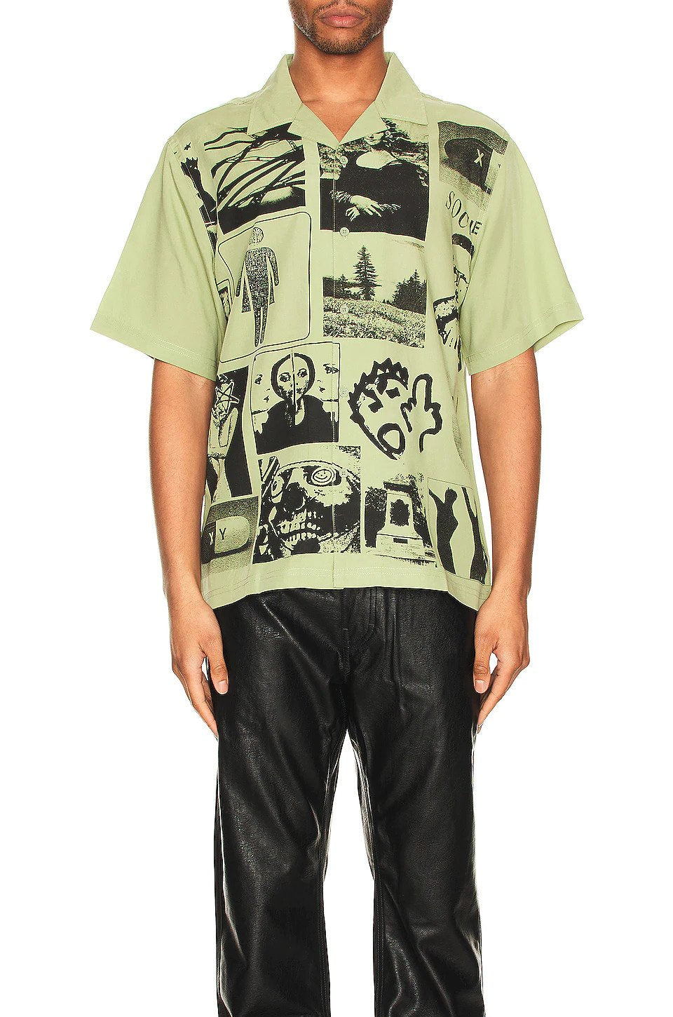 Choices Camp Collar Button Down Green